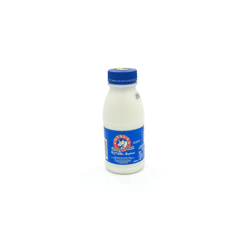 Chtaura Ayran yoghurt drink in a 300ml bottle from Top Fruit Market, chilled in the fridge.