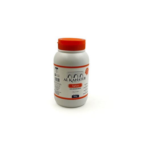 Al Kanater Tahini 900g jar from Top Fruit Market, creamy sesame seed paste for cooking and baking in pantry storage