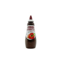 Bottle of MasterFoods barbecue sauce in a 500ml pantry bottle, with label showing smoky flavors and rich, dark sauce.