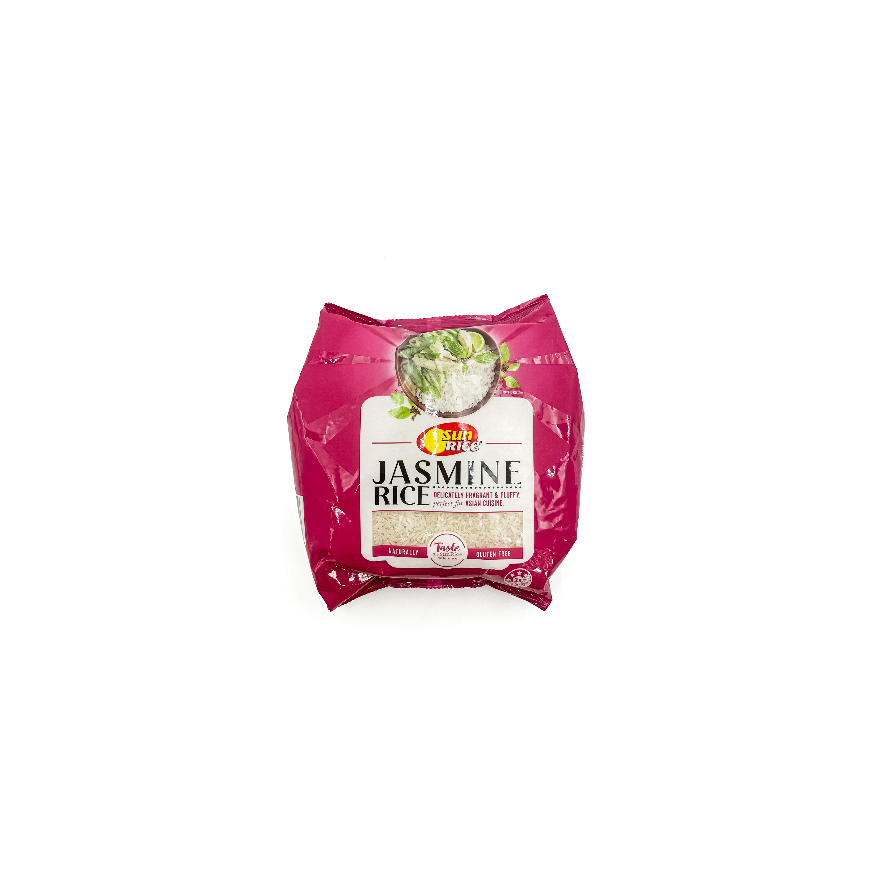 Top Fruit Market SunRice Jasmine Rice 1kg pantry pack, white rice grains in a clear bag, ideal for Asian cuisine cooking